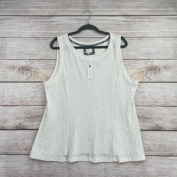 Anthropologie Postage Stamp Textured Tank Top Women's Size‎ XL Cream/Ivory NEW - Picture 1 of 7